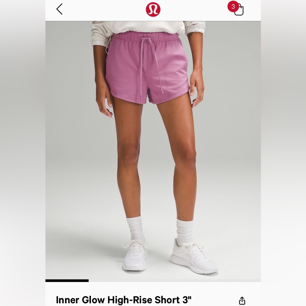 Lululemon size 6 inner glow high rise shirt 3”